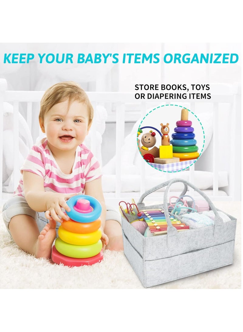 Gerenic Baby Diaper Caddy Organizer Tote Bag, Nursery Storage Bin For Changing Table, Portable Car Travel Organizer  - Image 5
