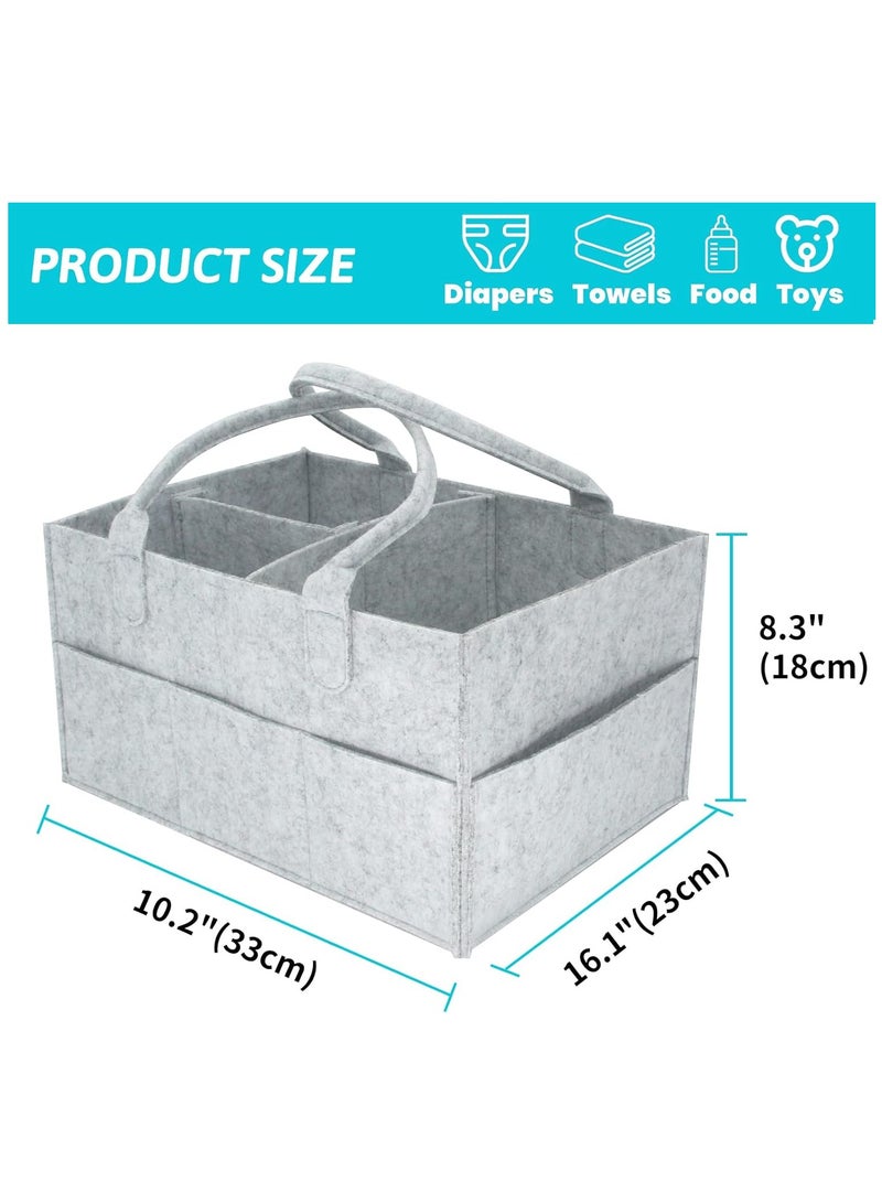 Gerenic Baby Diaper Caddy Organizer Tote Bag, Nursery Storage Bin For Changing Table, Portable Car Travel Organizer  - Image 2
