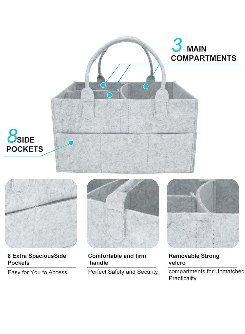 Gerenic Baby Diaper Caddy Organizer Tote Bag, Nursery Storage Bin For Changing Table, Portable Car Travel Organizer  - Image 3