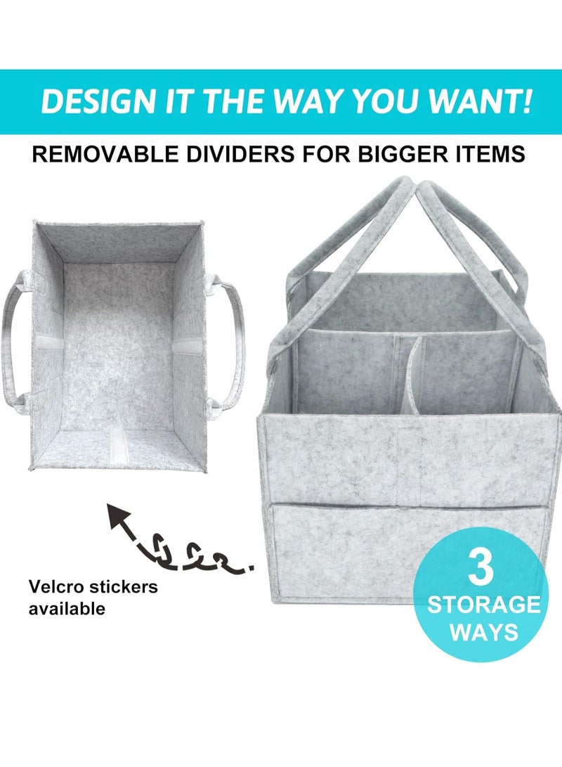 Gerenic Baby Diaper Caddy Organizer Tote Bag, Nursery Storage Bin For Changing Table, Portable Car Travel Organizer  - Image 4