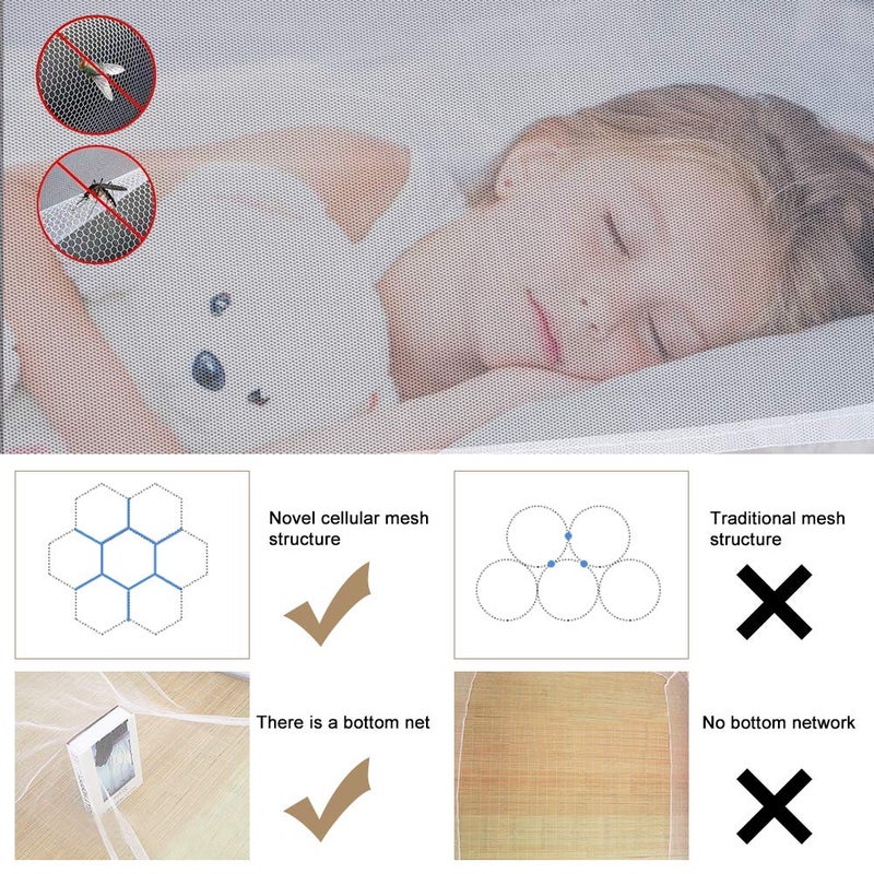 AMMER Portable Pop-Up Brown Mosquito Net Tent for Bed, L79 x W71 x H59 inch Large Folding Mosquito Netting with Net Bottom, 2 Entries, Suit for Twin to King Size Bed - Image 3