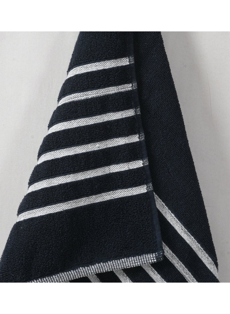 AURIO Premium 100% Cotton Single Bath Towel – Large 70x140 cm Ultra-Soft Absorbent Body Towel with Elegant Nautical Six-Stripe Dobby Border – Luxury Spa & Hotel Collection - Image 4