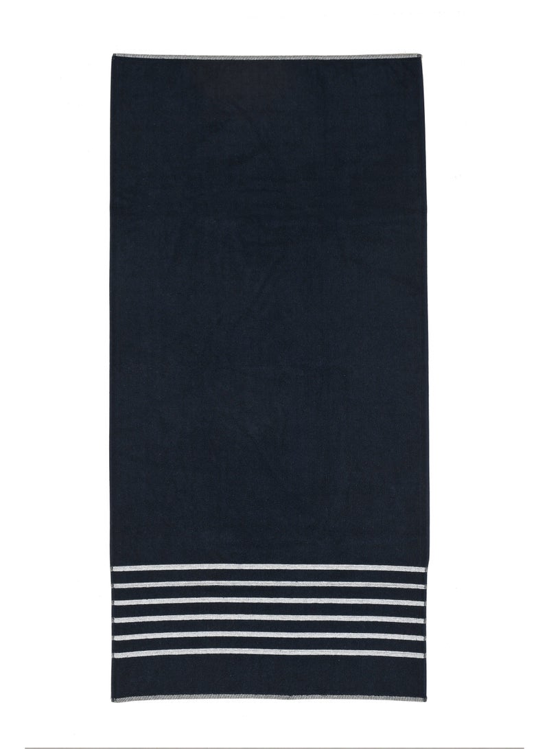 AURIO Premium 100% Cotton Single Bath Towel – Large 70x140 cm Ultra-Soft Absorbent Body Towel with Elegant Nautical Six-Stripe Dobby Border – Luxury Spa & Hotel Collection - Image 5