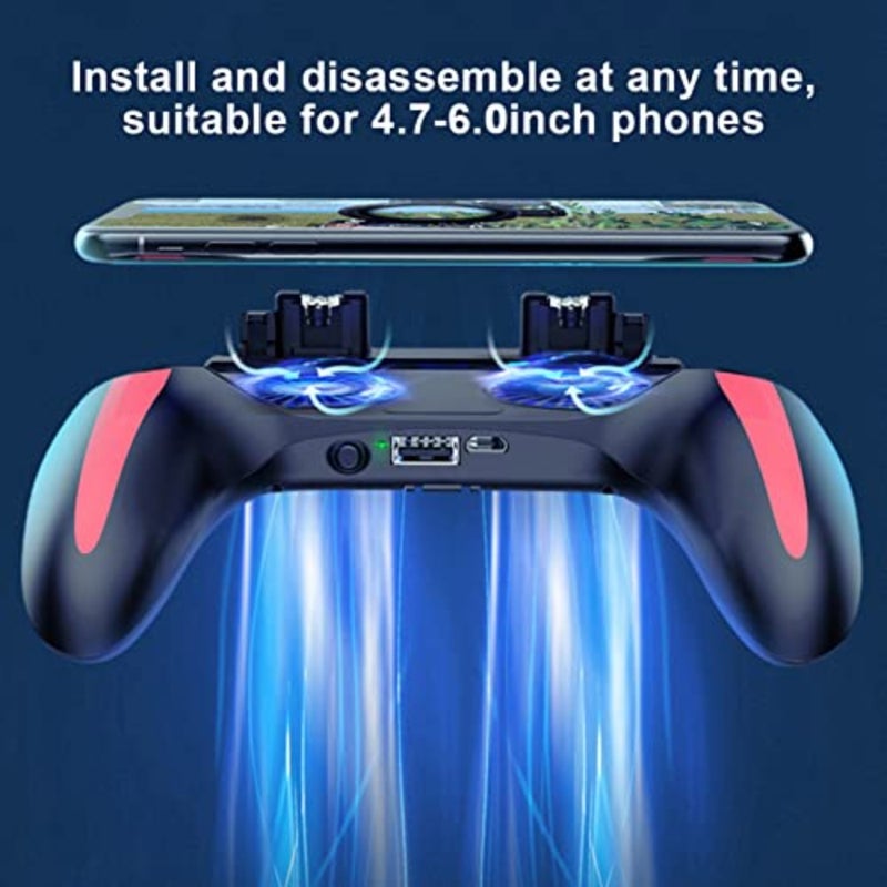 Mobile Game Controller, Phone Triggers for Gaming, Dual Cooling Fans Smartphone Game Controller for 4.7 to 6.0Inch Phones - Image 2