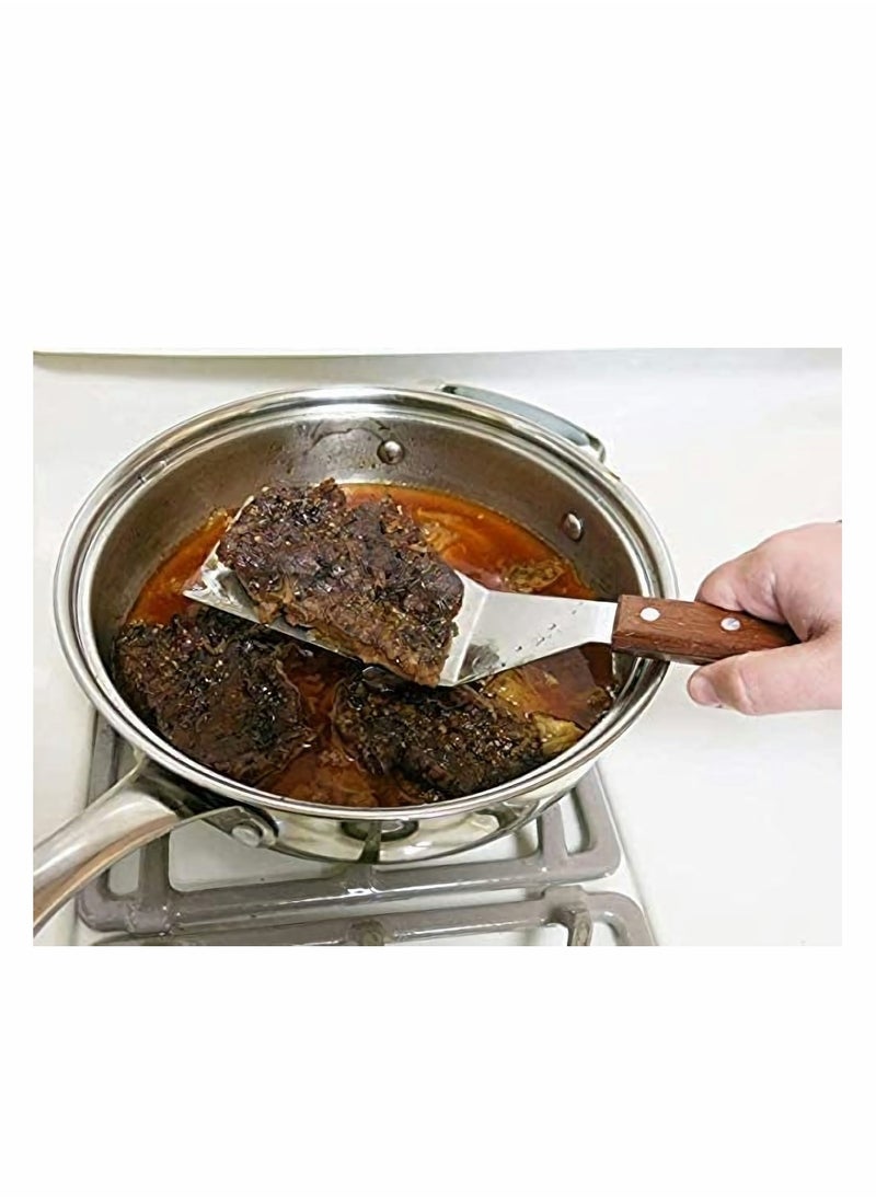 Excefore - Metal Spatula with Beveled Edges Stainless Steel cooking Spoon Heavy Duty Turner for Skillets Griddles Grills Great for Pancake Flipper Fish Eggs Burgers Omelet More - Image 1