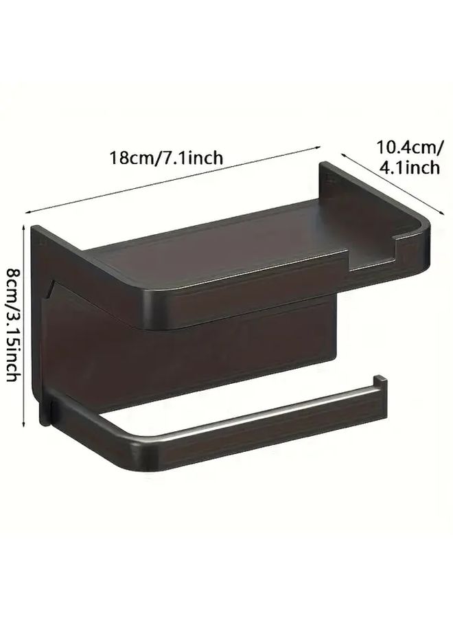 Grey Self Adhesive Wall Mount Toilet Paper Holder With Storage Shelf Plastic Tissue Box Dispenser Sleek Modern Design For Home Hotel Bathroom Accessories Decorative Mounting - Image 2