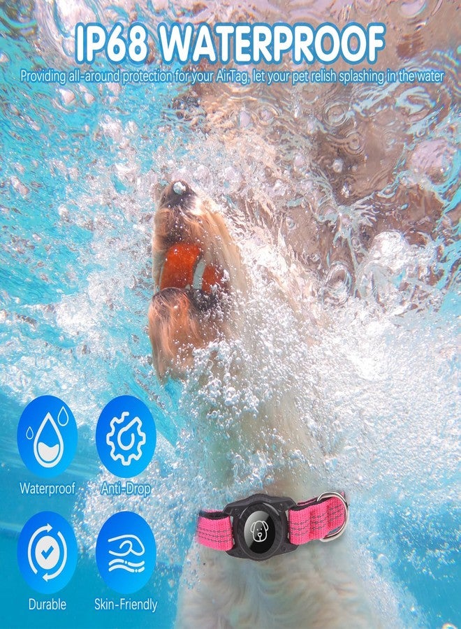 بينج بت طوق كلاب BINGPET AirTag، حامل AirTag مقاوم للماء بمعيار IP68، طوق كلاب عاكس فائق المتانة مع بطانة لجهاز التتبع، طوق كلاب شديد التحمل قابل للتعديل للكلاب الصغيرة والمتوسطة والكبيرة (صغير (13-17 بوصة)، وردي) - Image 2