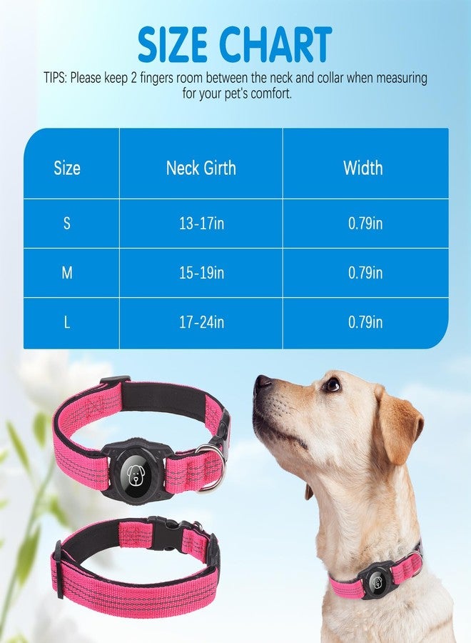 بينج بت طوق كلاب BINGPET AirTag، حامل AirTag مقاوم للماء بمعيار IP68، طوق كلاب عاكس فائق المتانة مع بطانة لجهاز التتبع، طوق كلاب شديد التحمل قابل للتعديل للكلاب الصغيرة والمتوسطة والكبيرة (صغير (13-17 بوصة)، وردي) - Image 4
