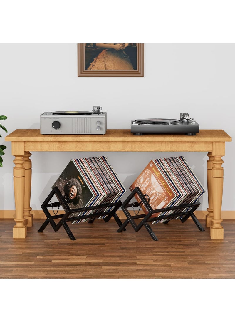 EKNITEY EKNITEY Vinyl Record Storage Holder Metal Vinyl Display Shelf 80100 LP Storage Small BookshelfBookcase Organizer for Albums Book Magazine Files Cookbook Easy to AssembleBlack  - Image 2