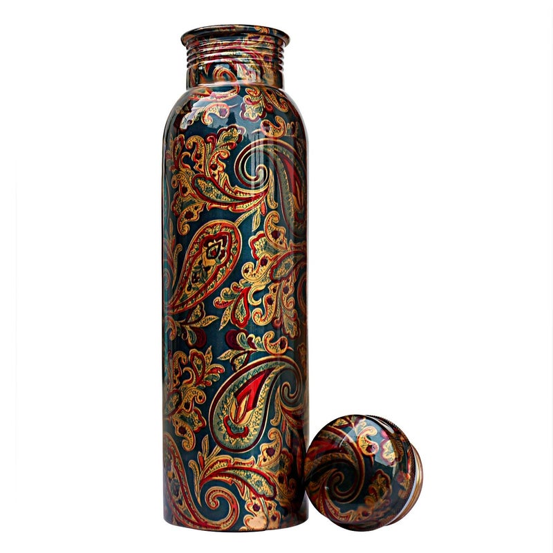 Piepot Copper Water Bottle 1 Ltr | Copper Bottle for Men & Women | 100% Pure Copper | Leak-Proof | Suitable for Yoga School & Offices | Best for Gifting | Meena Printed - Image 5