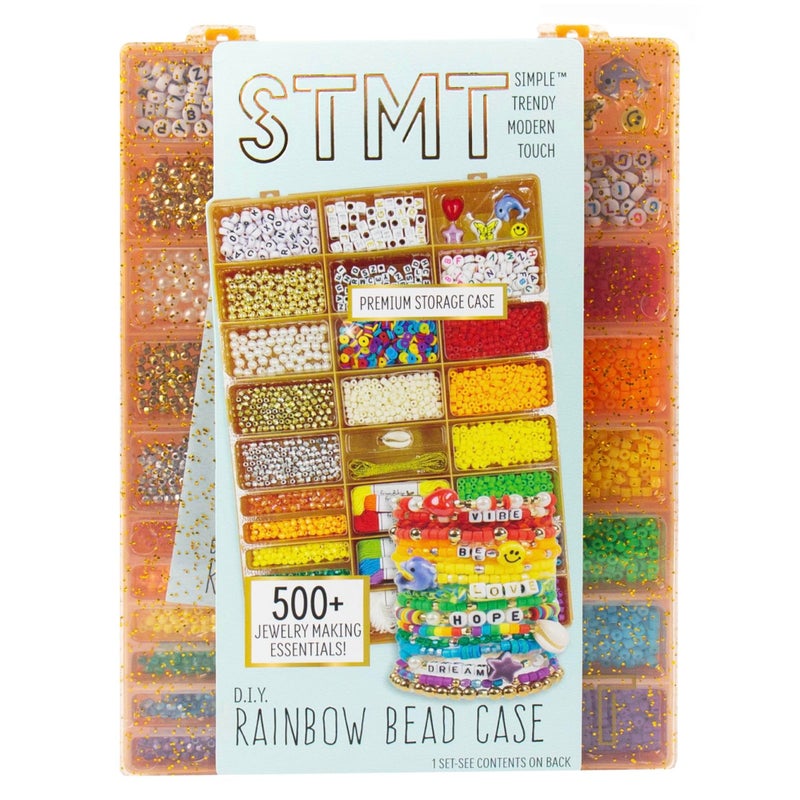 STMT DIY Rainbow Bead Case Includes Over 500 Jewelry Making Supplies Including Cute Beads for Jewelry Making Bracelet Charms Storage Case Friendship Bracelet Kit Teen Girl Gifts - Image 3