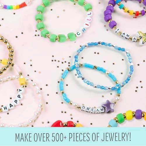 STMT DIY Rainbow Bead Case Includes Over 500 Jewelry Making Supplies Including Cute Beads for Jewelry Making Bracelet Charms Storage Case Friendship Bracelet Kit Teen Girl Gifts - Image 5