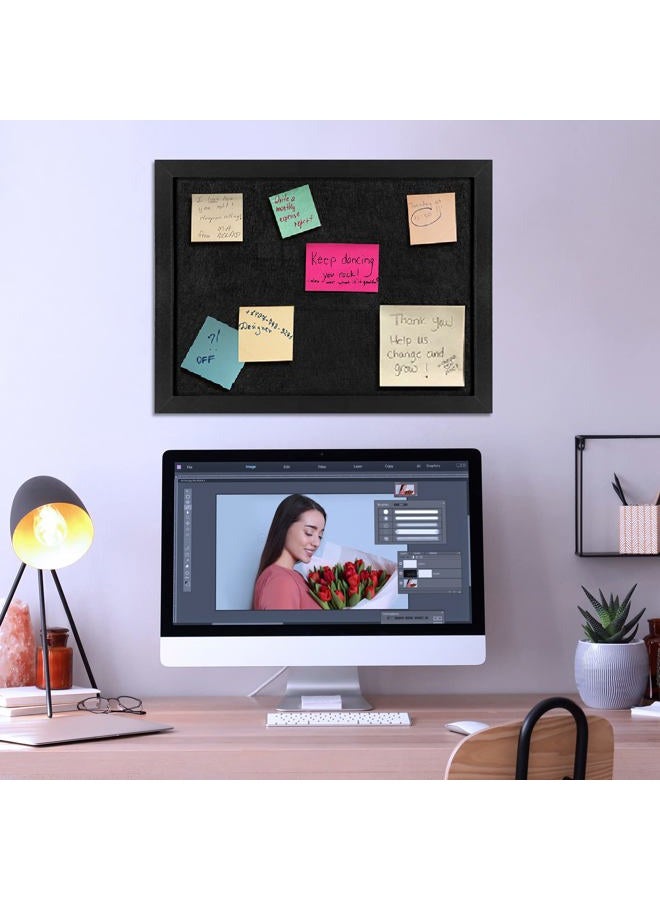 TORASO Cork Board Bulletin Board with Felt,Wood Framed Display Bulletin Board for Walls with Pins, Eye Bolts, gaskets, Screws, Pin Board for Office, School and Home(Black,1pc) - Image 4