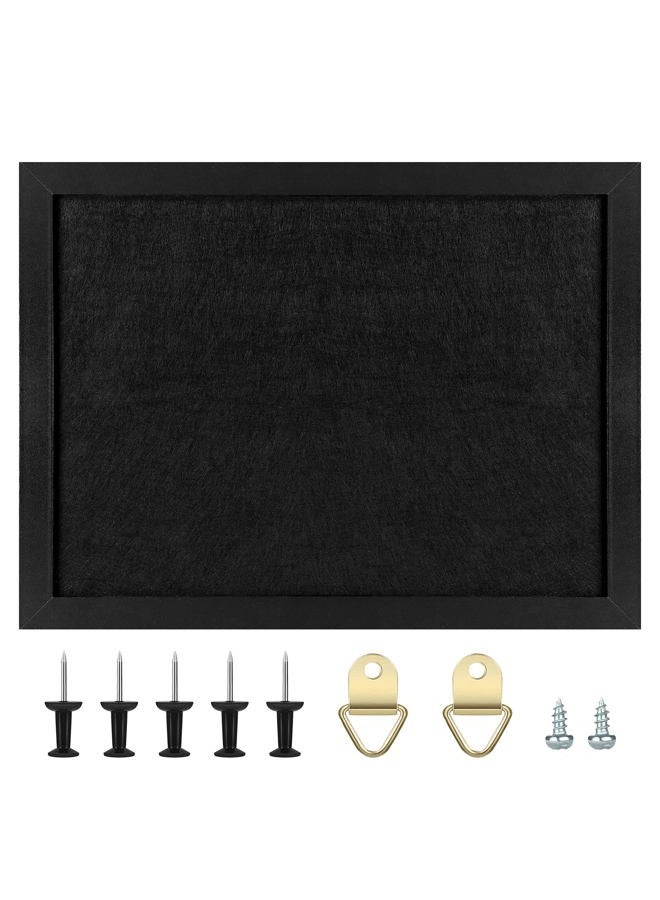 TORASO Cork Board Bulletin Board with Felt,Wood Framed Display Bulletin Board for Walls with Pins, Eye Bolts, gaskets, Screws, Pin Board for Office, School and Home(Black,1pc) - Image 1
