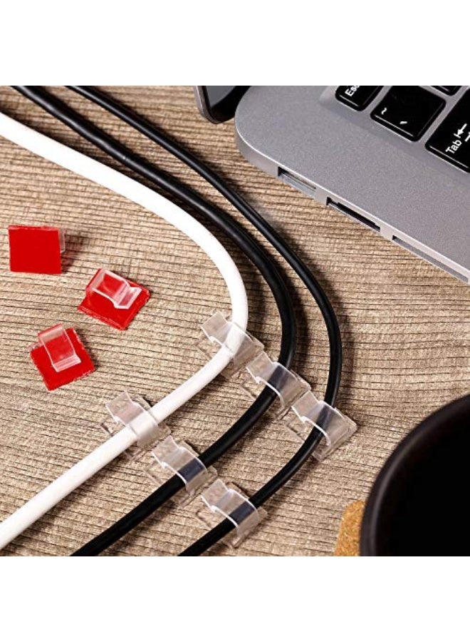 Blulu 100 Pcs Cable Clips Adhesive Cable Organizer Cord Holder Wire Clip Wire Management Self Adhesive Hooks for Home School Office(Clear, Small) - Image 5