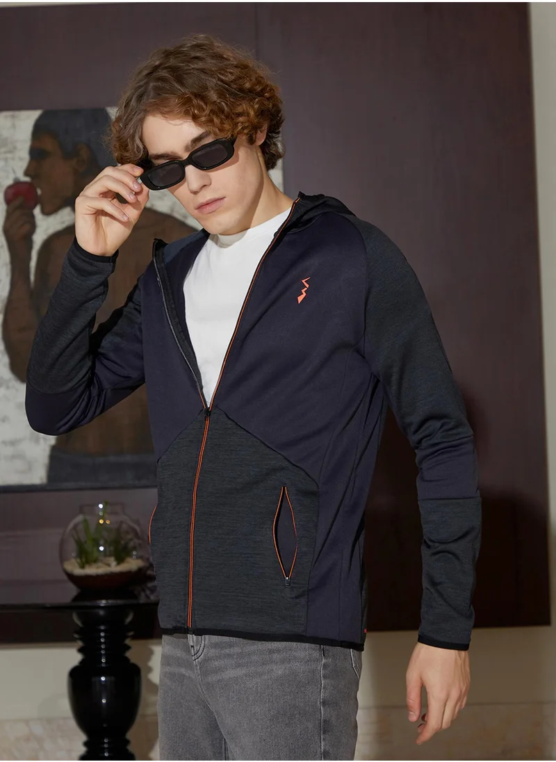 Campus Sutra Men's Granite Black Zip-Front Activewear Jacket