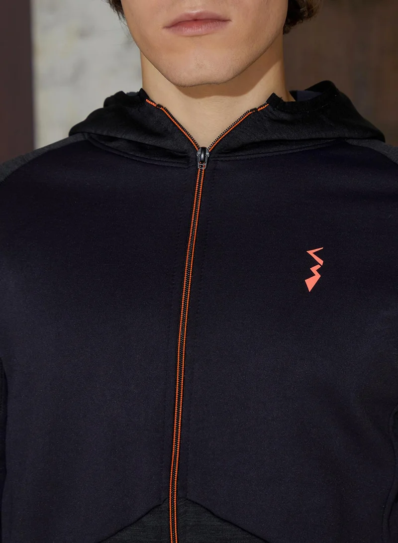 Campus Sutra Men's Granite Black Zip-Front Activewear Jacket