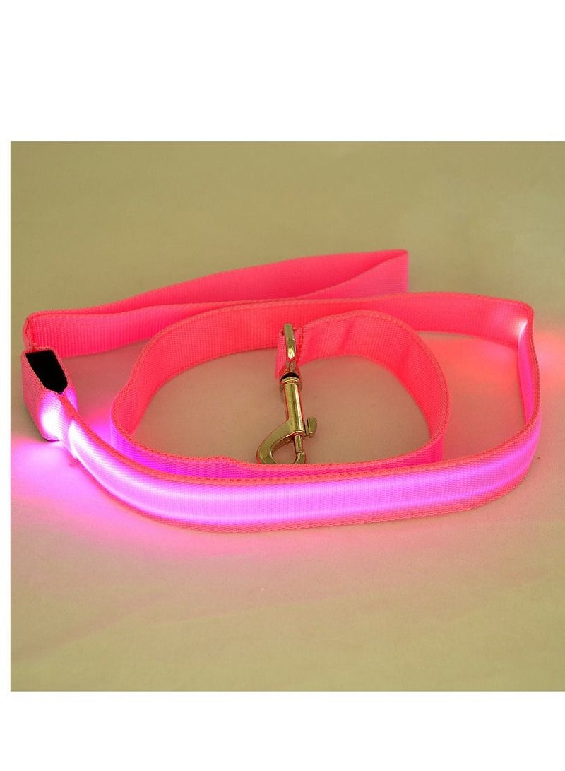 USB Rechargeable Flashing Pet Leash Pink Large - Image 2
