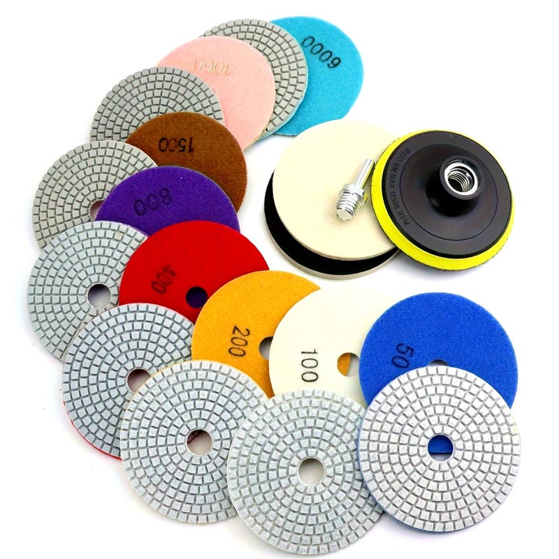 12Pcs 4 Inch Diamond Polishing Pads 50 6000 Grit Wet Dry For Concrete Marble - Image 2