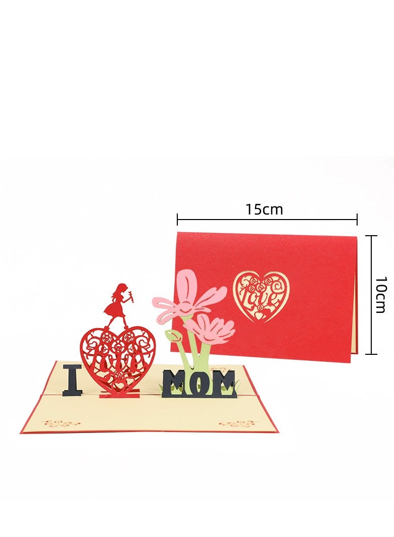 Mother's Day 3D paper carving thank you card