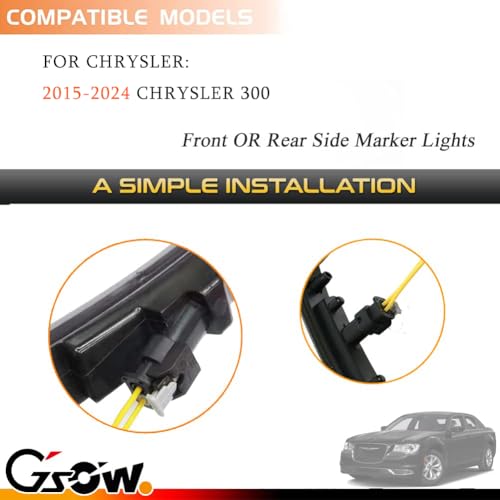 GSOWO 2 PCS Side Marker Light Pigtail Connector Wires for 2015-2024 Chrysler 300 Front/Rear Side Marker Light, Replace #68213844AD, 68213845AD, 68214402AD, 68214403AD - Image 2