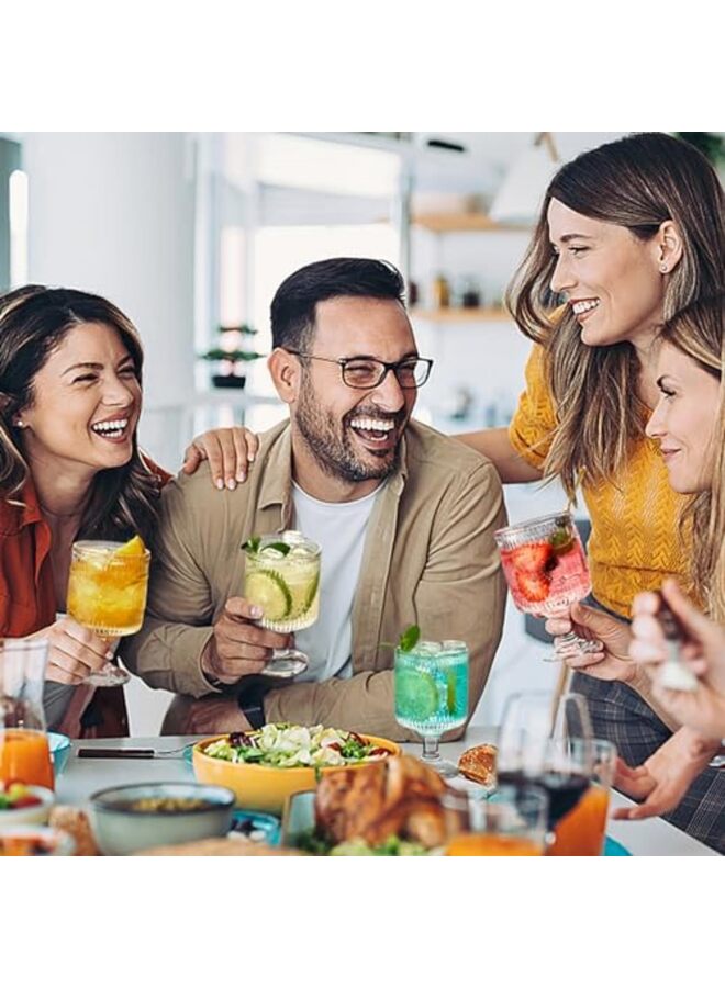 6PCS Vintage Goblet Glasses, 8 Oz Wine Glasses, Embossed Floral Glass Cups Set Clear Drink Glasses Bar Tumbler Glassware for Iced Tea Wine Beer - Image 4