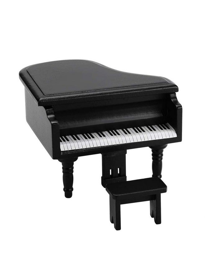 Zerodis Dollhouse Grand Piano1:12 Miniature Simulation Grand Piano With Stool Furniture Crafts Ornaments For Doll House Decoration Accessories(Black)  - Image 4
