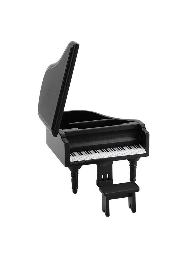 Zerodis Dollhouse Grand Piano1:12 Miniature Simulation Grand Piano With Stool Furniture Crafts Ornaments For Doll House Decoration Accessories(Black)  - Image 5