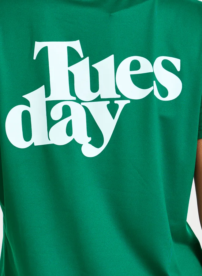 Take Two Text Print Back Short Sleeve T-Shirt and Joggers Co-Ords