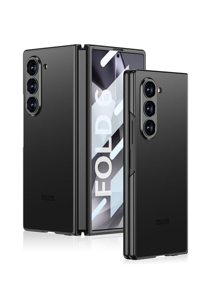 Aookay Plating Case for Samsung Galaxy Z Fold 6,Full Body Ultra Slim Cover with Built-in Screen Protector Frosted PC Scratch-Resistant Shockproof Case (Titanium Black) - Image 1