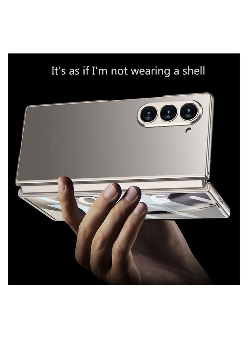 Aookay Plating Case for Samsung Galaxy Z Fold 6,Full Body Ultra Slim Cover with Built-in Screen Protector Frosted PC Scratch-Resistant Shockproof Case (Titanium Black) - Image 4
