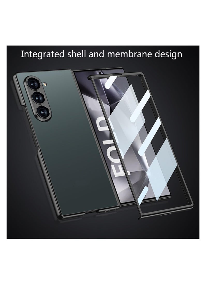 Aookay Plating Case for Samsung Galaxy Z Fold 6,Full Body Ultra Slim Cover with Built-in Screen Protector Frosted PC Scratch-Resistant Shockproof Case (Titanium Black) - Image 2