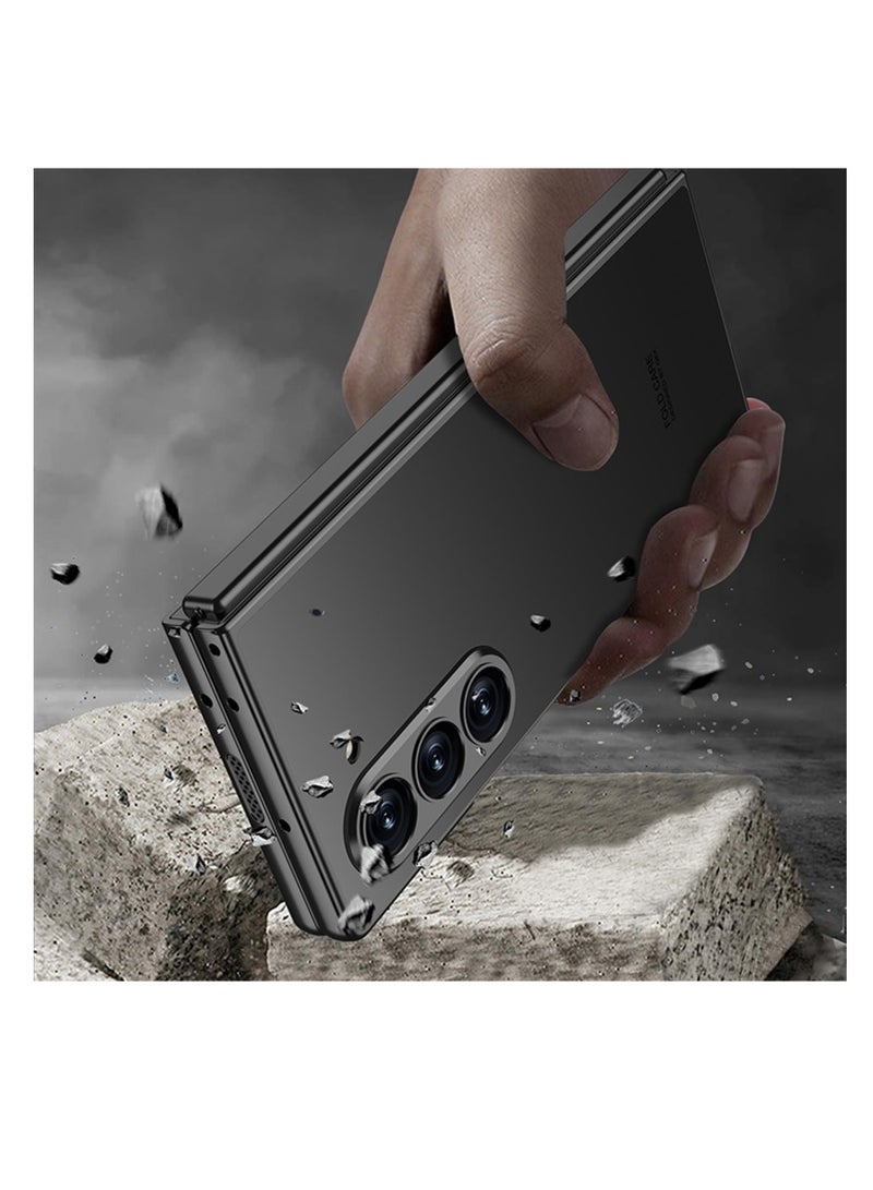 Aookay Plating Case for Samsung Galaxy Z Fold 6,Full Body Ultra Slim Cover with Built-in Screen Protector Frosted PC Scratch-Resistant Shockproof Case (Titanium Black) - Image 5