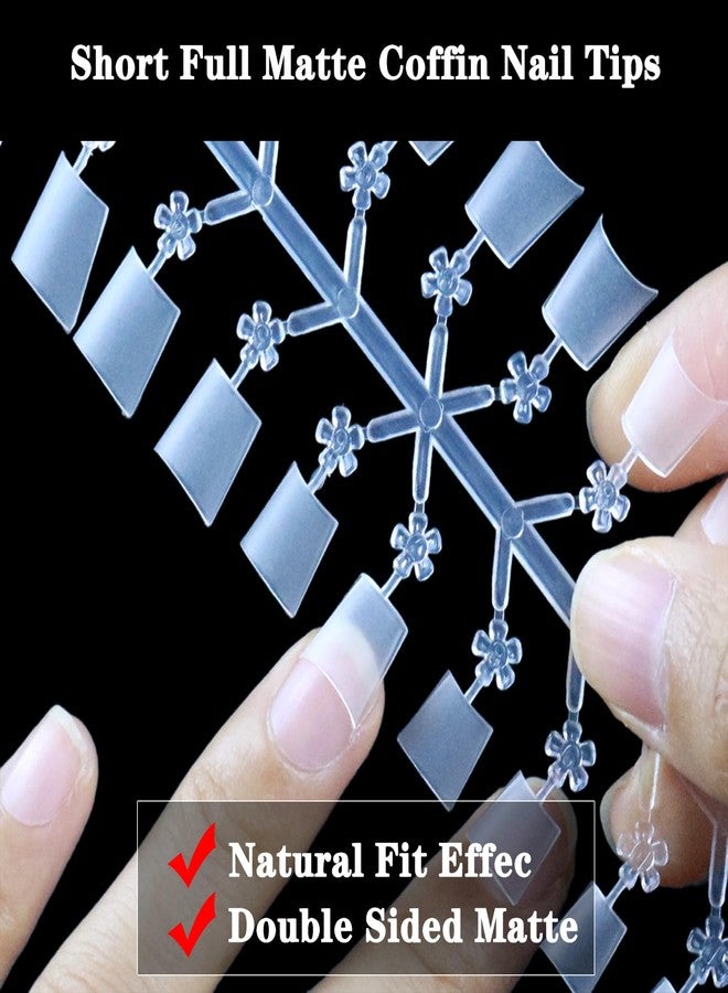 Namgznso 300PCS Short Coffin Nail Tips, Half Cover No C Curve Nail Tips, 12 Sizes Full Matte Coffin Nails Tips for Acrylic Nails Professional, Acrylic Short Press on nails for Nail Extension at Home DIY Salon - Image 4