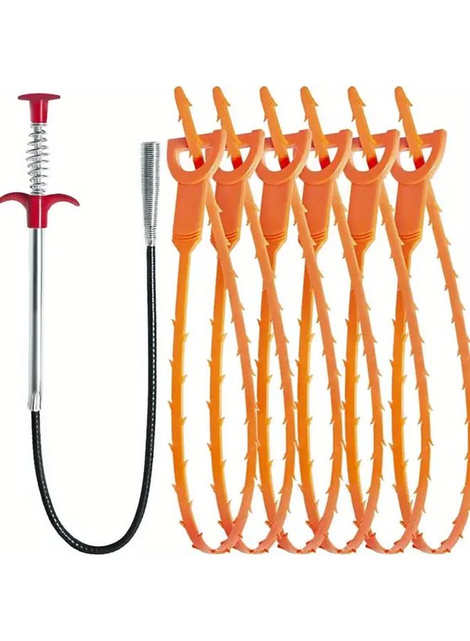 مجموعة إزالة انسداد المصارف 7 قطع بمقاس 25 بوصة و24 بوصة بألوان متعددة للحوض وحوض الاستحمام والمرحاض وانسداد الشعر - Image 2