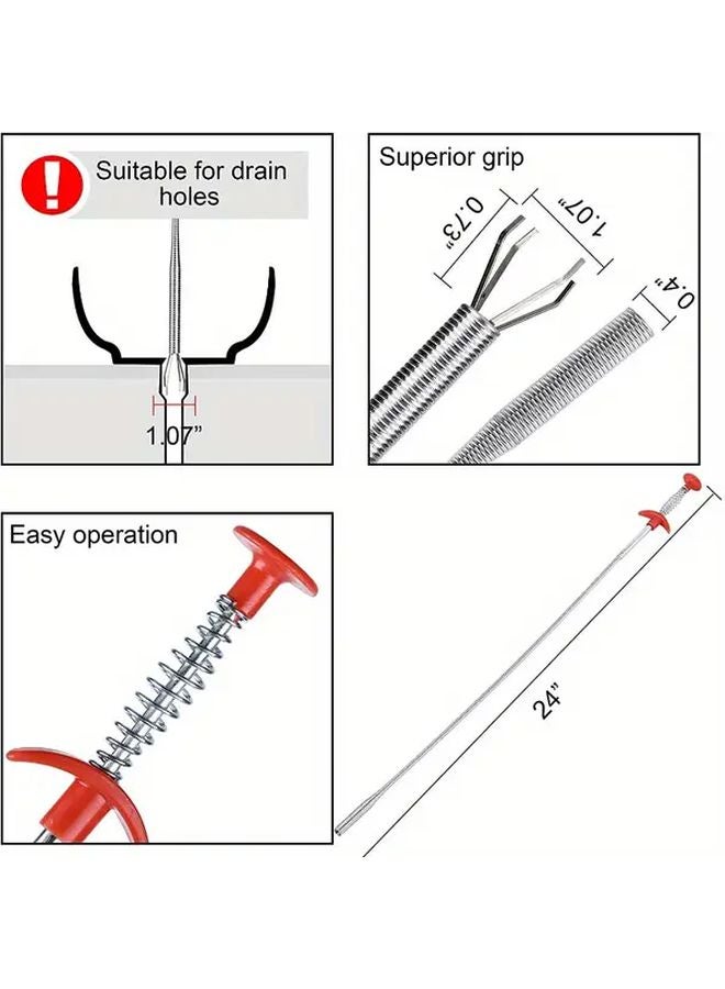 مجموعة إزالة انسداد المصارف 7 قطع بمقاس 25 بوصة و24 بوصة بألوان متعددة للحوض وحوض الاستحمام والمرحاض وانسداد الشعر - Image 5