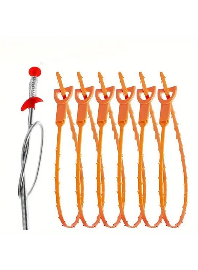 مجموعة إزالة انسداد المصارف 7 قطع بمقاس 25 بوصة و24 بوصة بألوان متعددة للحوض وحوض الاستحمام والمرحاض وانسداد الشعر - Image 4