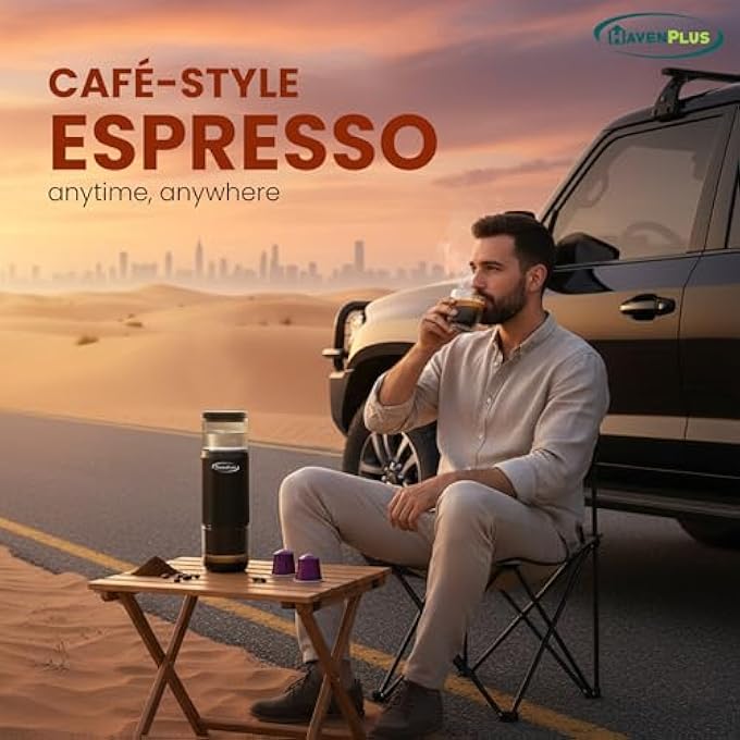 HavenPlus Portable Espresso Machine 34 Min SelfHeating 15Bar Pressure FoodGrade Stainless Steel 7500Mah BatteryIdeal For Travel Car Home  OfficeCompatible With Nespresso*  Ground Coffee - Image 5