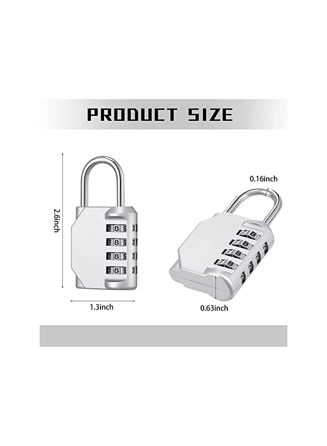 PROMASS PROMASS Digit Combination Lock Resettable Waterproof Padlock Outdoor Key Padlock with Hardened Shackle for School Gym Door Locker Gate (4Pcs, Silver)  - Image 5