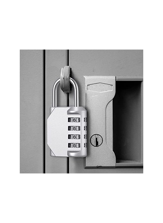 PROMASS PROMASS Digit Combination Lock Resettable Waterproof Padlock Outdoor Key Padlock with Hardened Shackle for School Gym Door Locker Gate (4Pcs, Silver)  - Image 3