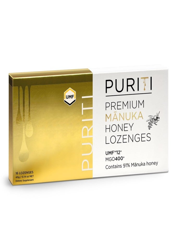 PURITI Premium Manuka Honey Lozenges High Potency - Sugar Free Drops | Genuine New Zealand Raw Manuka Honey Soothers for Coughs & Sore Throats | UMF Certified MGO 400+ UMF12+ (16 Pack) - Image 1