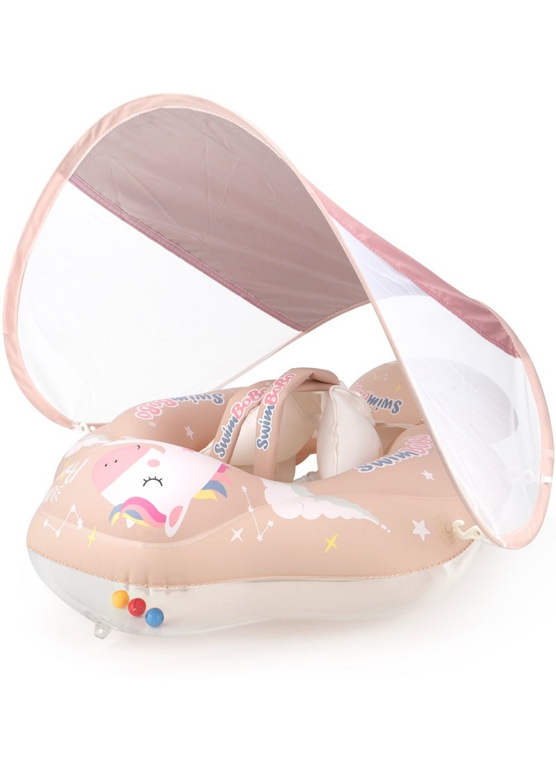 سويمبوبو عوامة سباحة قابلة للنفخ للأطفال مع مظلة للحماية من الشمس للأعمار من 6 إلى 24 شهرًا - وحيد القرن - Image 1