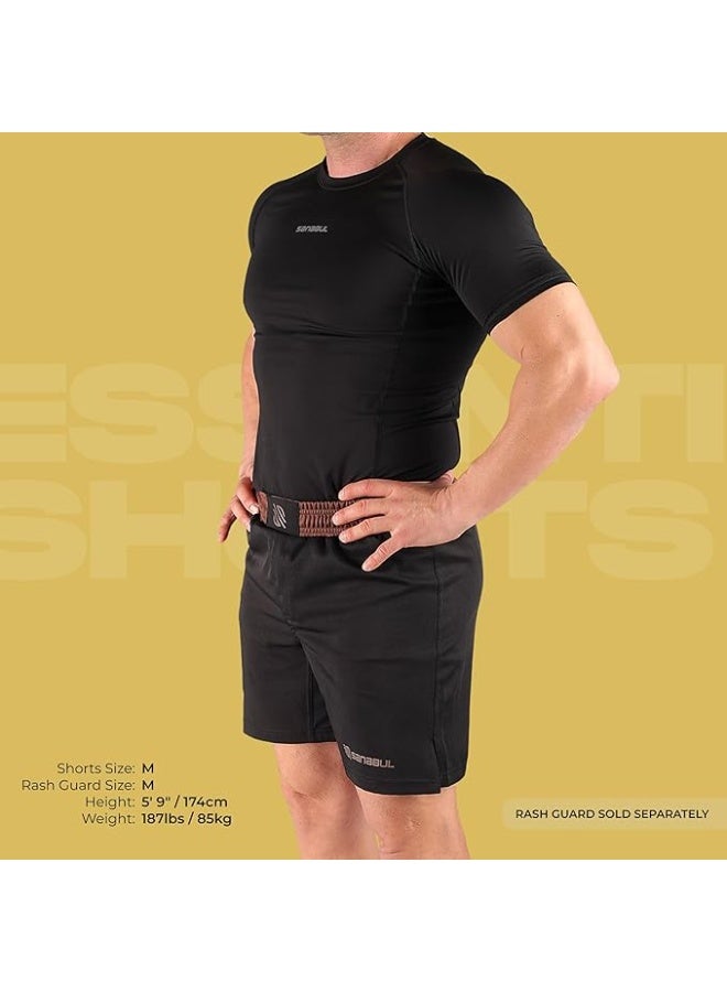 سنابول شورت قتال سانابول للرجال | شورت تدريب جيو جيتسو برازيلي وفنون القتال المختلطة | مطاط في أربعة اتجاهات، خياطة معززة، بدون جي | أسود/بني - Image 4