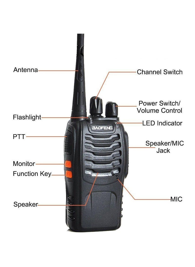 (Pack of 4) BF-888S Portable Long Range Rechargeable Handheld 16 Channels Two-Way Radio with Earpiece | Clear Communication for Outdoor, Events, Travel, and Security