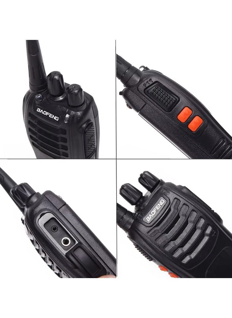 (Pack of 4) BF-888S Portable Long Range Rechargeable Handheld 16 Channels Two-Way Radio with Earpiece | Clear Communication for Outdoor, Events, Travel, and Security