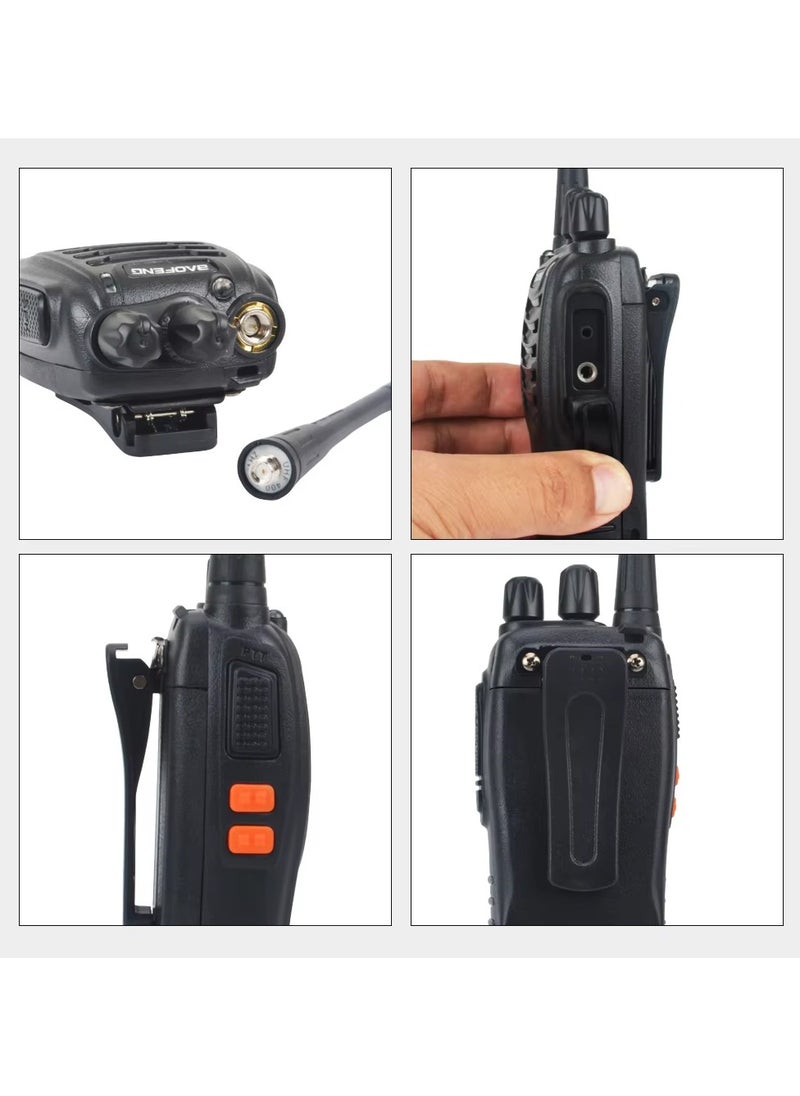 (Pack of 4) BF-888S Portable Long Range Rechargeable Handheld 16 Channels Two-Way Radio with Earpiece | Clear Communication for Outdoor, Events, Travel, and Security