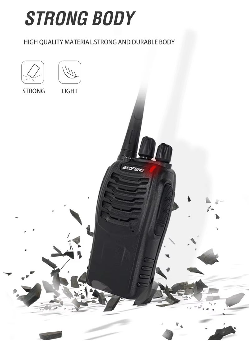 (Pack of 4) BF-888S Portable Long Range Rechargeable Handheld 16 Channels Two-Way Radio with Earpiece | Clear Communication for Outdoor, Events, Travel, and Security