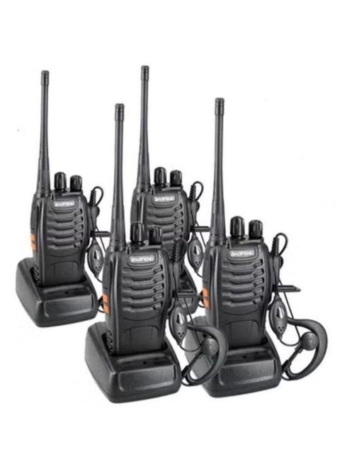 (Pack of 4) BF-888S Portable Long Range Rechargeable Handheld 16 Channels Two-Way Radio with Earpiece | Clear Communication for Outdoor, Events, Travel, and Security