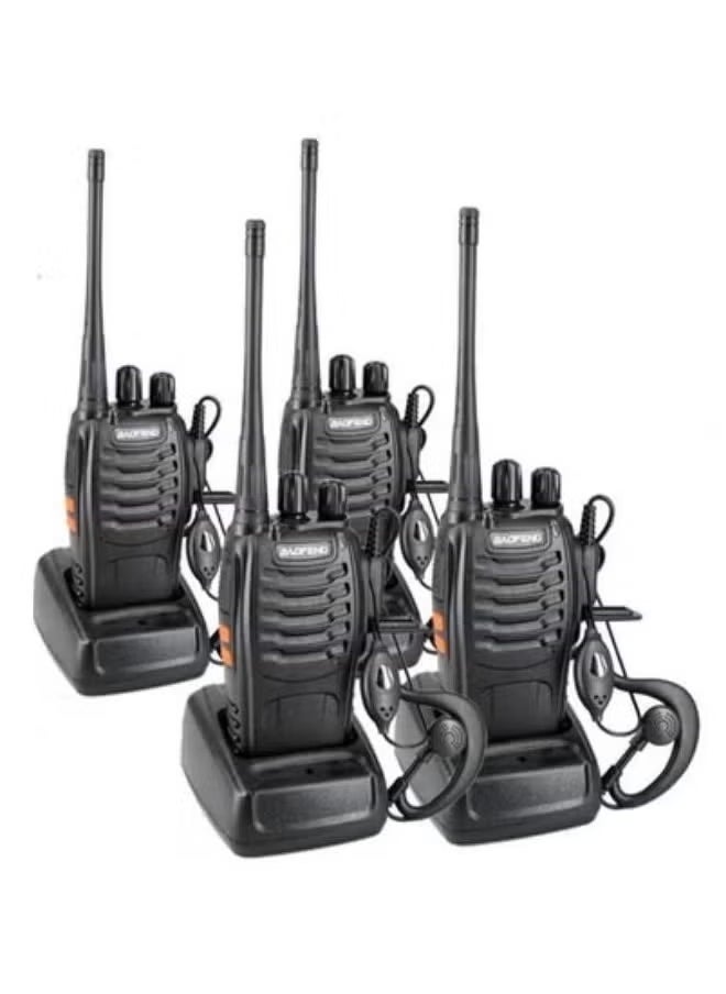 (Pack of 4) BF-888S Portable Long Range Rechargeable Handheld 16 Channels Two-Way Radio with Earpiece | Clear Communication for Outdoor, Events, Travel, and Security