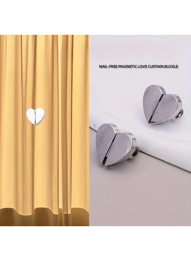 8 Pieces Heart Shaped Magnetic Shower Curtain Hooks Silvery Detachable Aluminum Alloy - Image 5